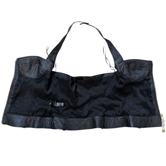 RARE Vintage La Perla Black Leather Halter Top with Gold Zipper -Archival Piece - Picture 5 of 9